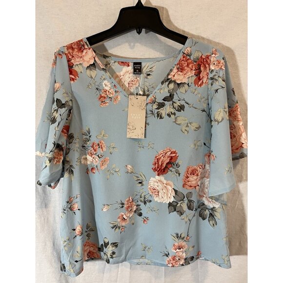Emery Rose Women's Blouse XL Blue Floral NWT - Picture 1 of 6